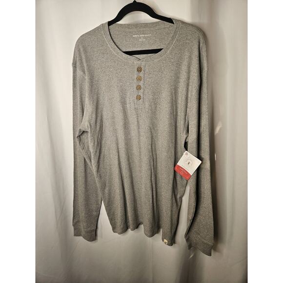 NWT Burt’s Bees Mens Pajamas Loungeware XL Two-Piece Set Henley Top Strip Pant - Picture 2 of 9